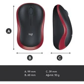 Logitech M185 USB Alıcılı Kompakt Kablosuz Mouse - Kırmızı thumbnail 9