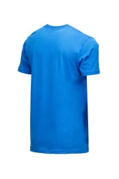 Erkek Bisiklet Yaka Standart Fit Göğüs Baskılı İndigo T-Shirt - 4