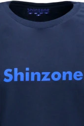 Erkek Bisiklet Yaka Standart Fit Shinzone Göğüs Baskılı Lacivert T-Shirt - 3