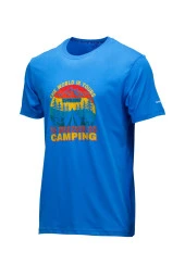 Erkek Bisiklet Yaka Standart Fit Discovery Göğüs Baskılı Koyu mavi T-Shirt - 1