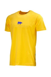Erkek Bisiklet Yaka Standart Fit Kabartma Göğüs Baskılı Sarı T-Shirt - 1