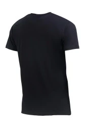 Erkek Bisiklet Yaka Standart Fit Kabartma Göğüs Baskılı Siyah T-Shirt - 2