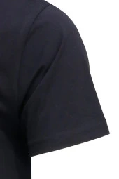 Erkek Bisiklet Yaka Standart Fit Kabartma Göğüs Baskılı Siyah T-Shirt - 3