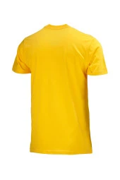 Erkek Bisiklet Yaka Standart Fit Kabartma Göğüs Baskılı Sarı T-Shirt - 4