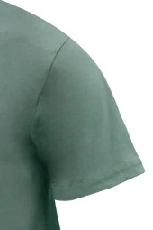 Erkek Bisiklet Yaka Standart Fit Kabartma Göğüs Baskılı Haki T-Shirt - 3