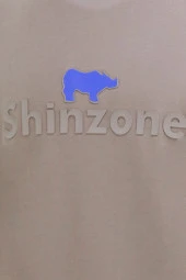 Erkek Bisiklet Yaka Standart Fit Kabartma Göğüs Baskılı Vizon T-Shirt - 4