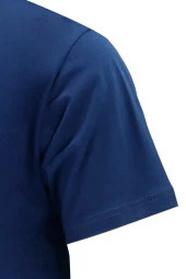 Erkek Bisiklet Yaka Standart Fit Kabartma Göğüs Baskılı İndigo T-Shirt - 3