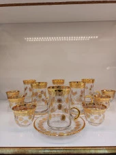 Exclusive Gold Çay Lüks Seti 18 Parça Papara Kulplu Ve Mırra - 3