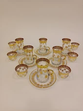 Exclusive Gold Çay Lüks Seti 18 Parça Papara Kulplu Ve Mırra - 4