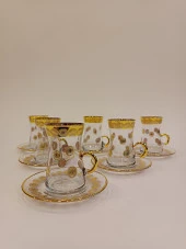 Exclusive Gold Çay Lüks Seti 18 Parça Papara Kulplu Ve Mırra - 6