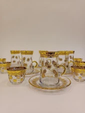 Exclusive Gold Çay Lüks Seti 18 Parça Papara Kulplu Ve Mırra - 8