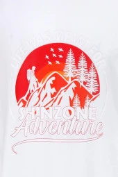 Erkek Bisiklet Yaka Standart Göğüs Baskılı Beyaz T-Shirt thumbnail 2