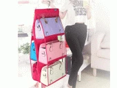 6 Gözlü Pratik Dolap İçi Çanta Askılığı/Organizer (Pembe) - 5