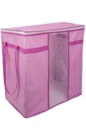 Pencereli Saklama Hurcu - Pembe Beyaz Çizgili - 3