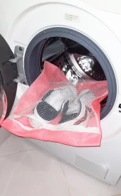 Pembe Fermuarlı - Hassas Çamaşır Terlik  Ayakkabı Yıkama Filesi Büyük Boy thumbnail 2