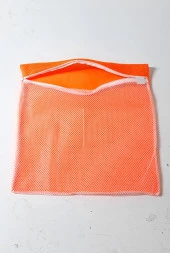 Turuncu - Fermuarlı - Hassas Çamaşır Terlik  Ayakkabı Yıkama Filesi Büyük Boy thumbnail 1