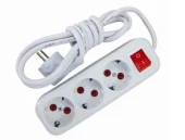 5 mt Kablolu Anahtarlı 3 lü Topraklı Grup Priz - 2