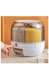 360° Dönebilen Kuru Gıda Ve Bakliyat Organizeri 6 Bölmeli Hava Geçirmez Saklama Kabı 6 lt thumbnail 3