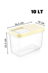 Sürgülü Kapaklı 10 LT Erzak Bakliyat Un Şeker Saklama Kabı - 3