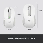 Logitech Signature M650 Küçük ve Orta Boy Sağ El Için Sessiz Kablosuz Mouse - Beyaz - 8