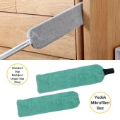 Saplı Mikrofiber Başlıklı Girintili Yüzey Temizleme Mopu Toz Alma Fırçası thumbnail 5