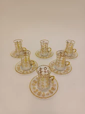 Gold Exclusive Lüks Çay Seti 18 Parça Bag Kulplu Ve Mırra - 7