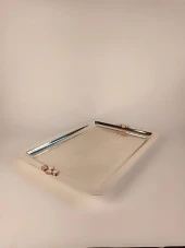 Çay Tepsisi Beyaz Doğal Taş Düğme Model - 4