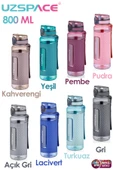 Uzspace FiftyFifty 800ml -BÜYÜK BOY- Tritan Su Matarası Silikon Korumalı Kaydırmaz Gövde - 9