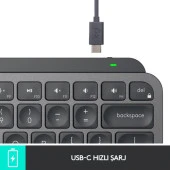 Logitech MX Keys Mini Minimalist Kablosuz Bluetooth Aydınlatmalı Türkçe Q Klavye - Siyah thumbnail 7
