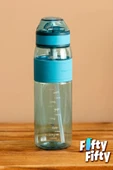 Uzspace FiftyFifty Pipetli(ısırılamaz) 600 ml Silikon Gövde Tritan Su Matarası - 9