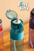 Uzspace FiftyFifty Pipetli(ısırılamaz) 600 ml Silikon Gövde Tritan Su Matarası - 12
