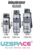 Uzspace Tritan Su Matarası 1000ml 1 Litre Büyük Boy Yenilenen Renkler - 6