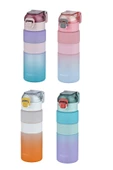 Vagonlife Çift Renk 600ml  Kaydırmaz Silikon Gövde Rahat İçim-Pipetsiz- Motivasyon Su Matarası - 8