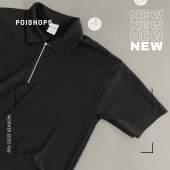 POISHOPS Erkek Tırtıklı Desen Fermuarlı Tişört - 2
