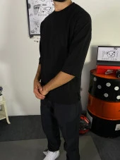 POISHOP Erkek Fakir Kol Oversize Premium Tişört - 2