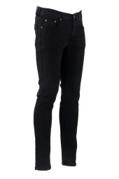 Erkek Likralı Örme Siyah Kot Pantolon - 1