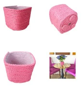 Saksı Drenajlı Doğal Jüt Halat İp Hasır Modeli Pembe 0,5LT - 1