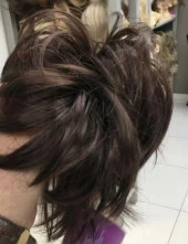 Kahve Renk Düz Model Hazır Telli Saç Şeklinde Peruk Postiş Toka - 2