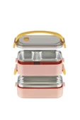 Vagonlife Bento Lunch Box Ofis-Okul İçin Yeni Nesil Sefer Tası 2 kat Taşıma Kulplu Çelik FF 363-7 - 5