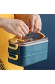 Vagonlife Bento Lunch Box Ofis-Okul İçin Yeni Nesil Sefer Tası 2 kat Taşıma Kulplu Çelik FF 363-7 - 6
