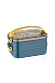 Vagonlife Bento Lunch Box Ofis-Okul İçin Yeni Nesil Sefer Tası 2 kat Taşıma Kulplu Çelik FF 363-7 - 2