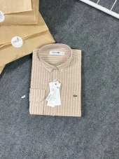 Lcs. Kahverengi Beyaz Çizgili Keten Gömlek thumbnail 1