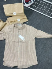 Lcs. Kahverengi Beyaz Çizgili Keten Gömlek thumbnail 2