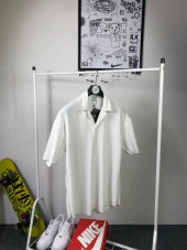 POISHOP Erkek Tırtıklı Desen Kısa Kol Beyaz Gömlek - 6