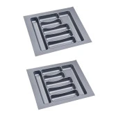 2 Adet Çekmece İçi Kaşıklık 42 x 49 cm Gri Mutfak Çekmece Düzenleyici - 1
