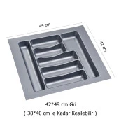 2 Adet Çekmece İçi Kaşıklık 42 x 49 cm Gri Mutfak Çekmece Düzenleyici - 2