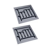 2 Adet Çekmece İçi Kaşıklık 47 x 49 cm Gri Mutfak Çekmece Düzenleyici - 1