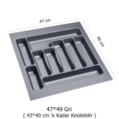 2 Adet Çekmece İçi Kaşıklık 47 x 49 cm Gri Mutfak Çekmece Düzenleyici - 2