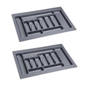 2 Adet Çekmece İçi Kaşıklık 75 x 49 cm Gri Mutfak Çekmece Düzenleyici - 1