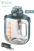 TKK 1000 ML Çift Kullanım Pipetli/Rahat içim Bpa İçermeyen Askılı Tritan Su Matarası FFTKK1022-1000 - 10